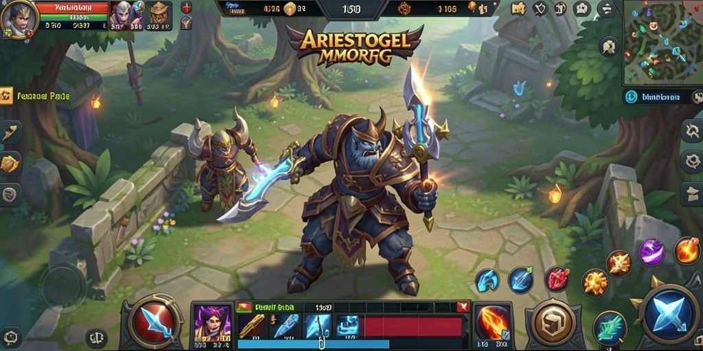 Screenshot ARIESTOGEL menampilkan aksi mendebarkan dan keindahan dunia MMORPG.