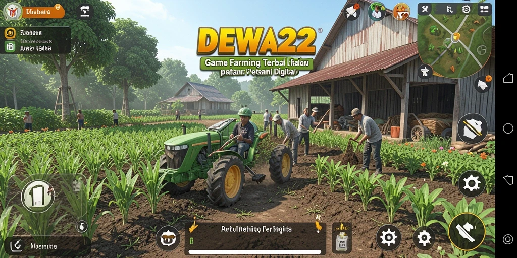 Screenshot gameplay DEWA22 menunjukkan aktivitas bertani yang seru.