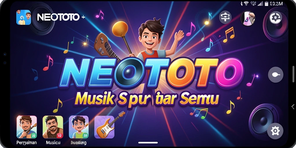 Tampilan permainan NEOTOTO yang menarik dengan musik yang mengalun.