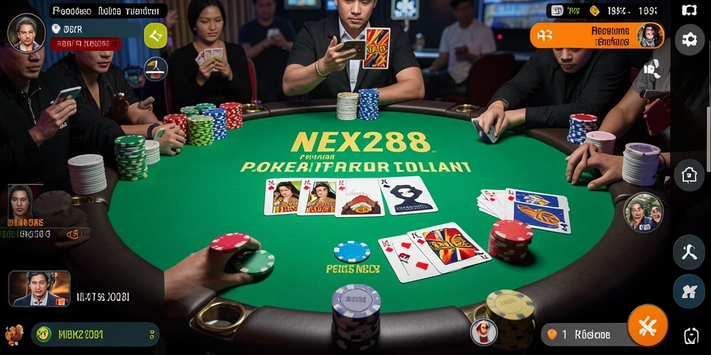 Tampilan gameplay Poker yang seru dan menegangkan di NEX288.