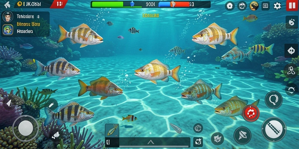 Screenshot utama menampilkan aksi berburu ikan dalam game Tembak Ikan.