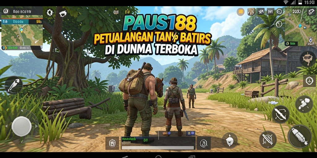 Screenshot utama PAUS188 menampilkan pemain menjelajahi dunia terbuka yang luas.