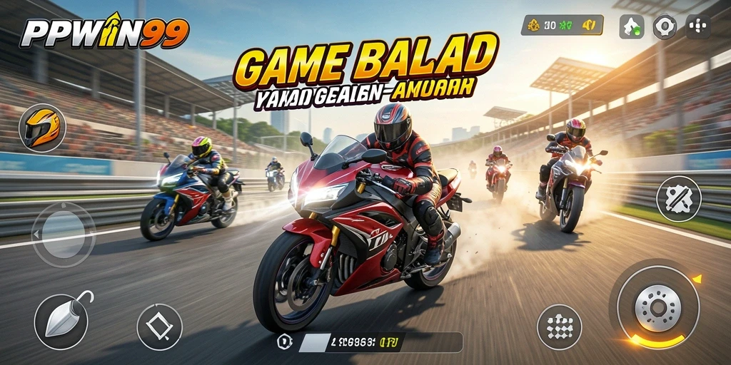 Tampilan gameplay luar biasa dari PPWIN99 saat balapan motor.
