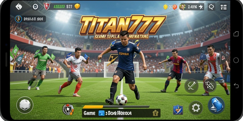Tampilan gameplay mendebarkan dalam game sepak bola TITAN777.