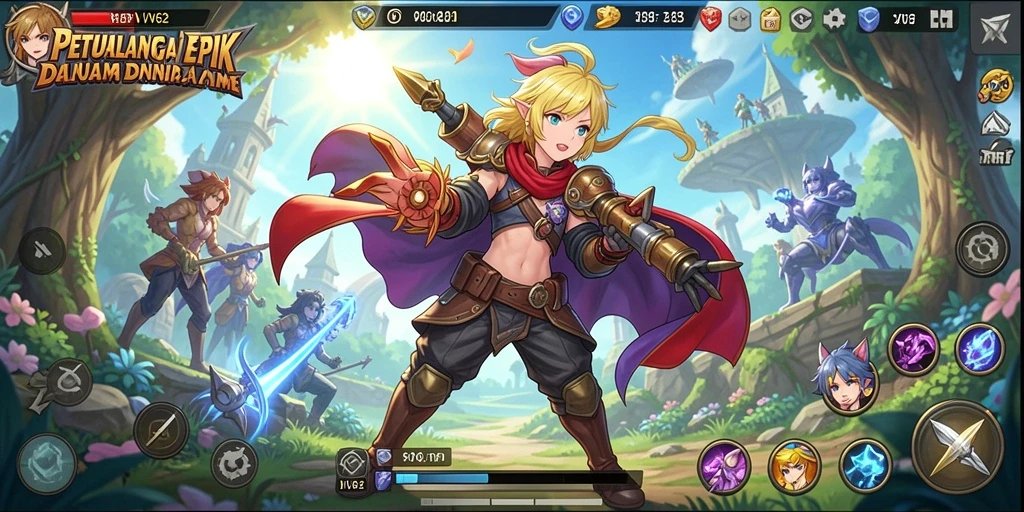 Menampilkan gameplay dinamis yang penuh aksi dan karakter anime.
